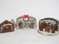 Scène de la Nativité en chocolat avec Cave