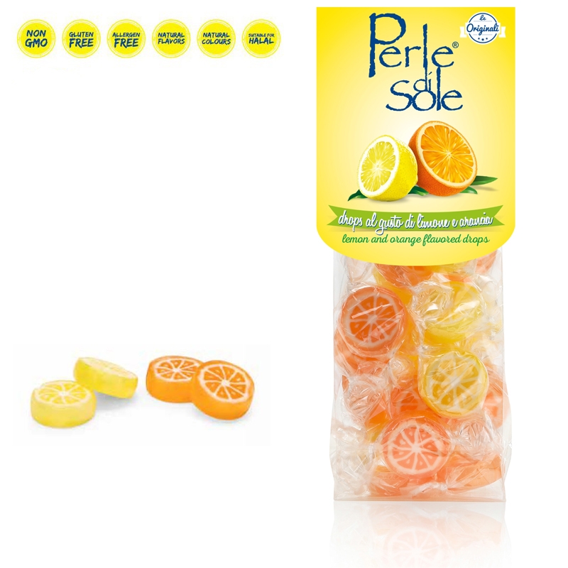 Perle di sole drops al gusto di limone e arancia 100g