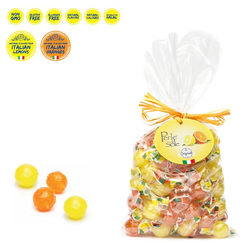 Box 9 sacchetti di Mix Caramelle arancia e limone, Perle di Sole