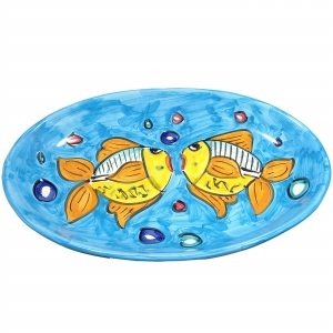 ovaler Teller "Himmlischer Meeresboden" aus Vietri-Keramik.