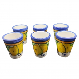 set of 6 limoncello glasses "Costiera blu" in Vietri ceramic.