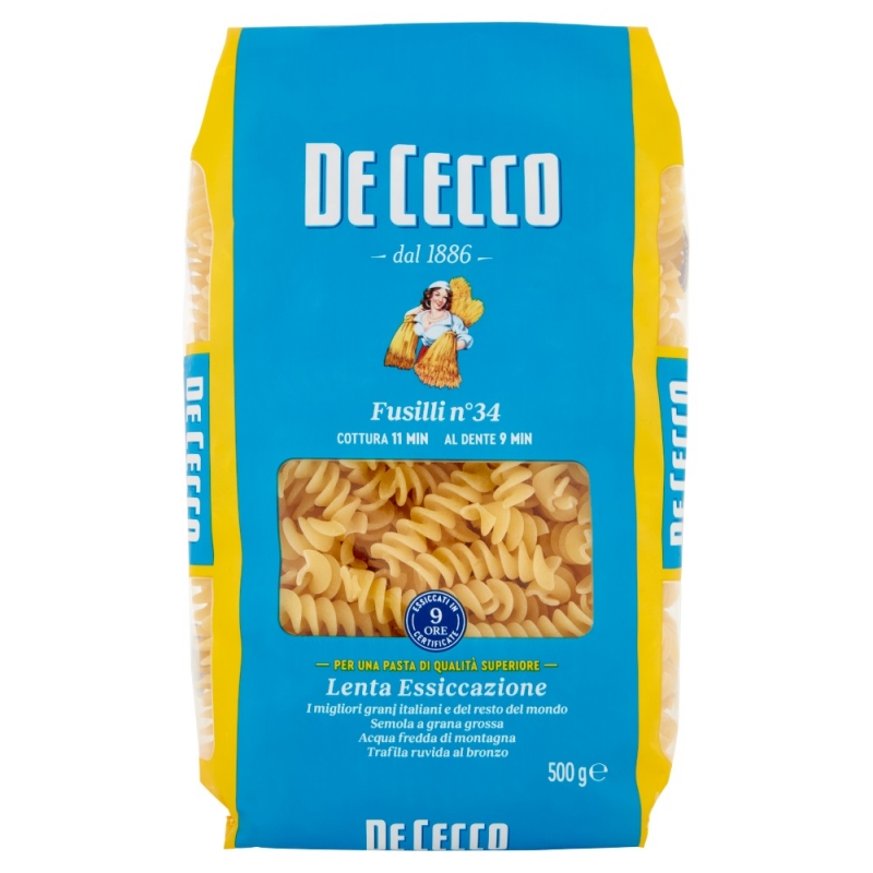 Pasta De Cecco Fusilli Integral de 500 gr