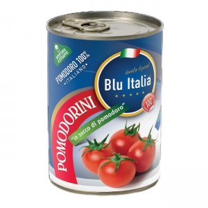 cherry tomatoes in tomato juice in 400 Gr.Blu italia