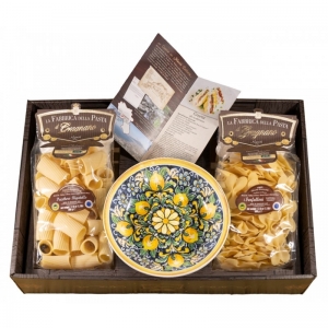 caja de regalo Amalfi con plato hondo y pasta - la Fabbrica della Pasta di Gragnano.
