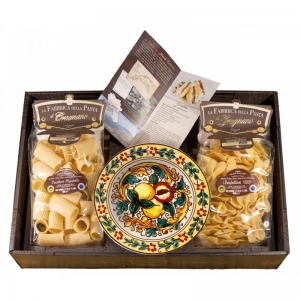 caja de regalo Sorrento con plato hondo y pasta - la Fabbrica della Pasta di Gragnano.