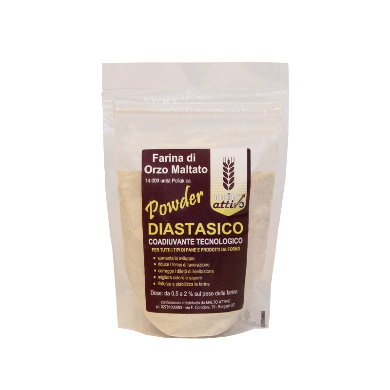 Malto attivo Powder Diastasico Farina di Orzo Maltato 250 Gr.