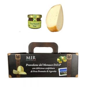 Mir Geschenkkoffer mit Provolone del Monaco D.O.P. und Agerola Pennata Birnenmarmelade